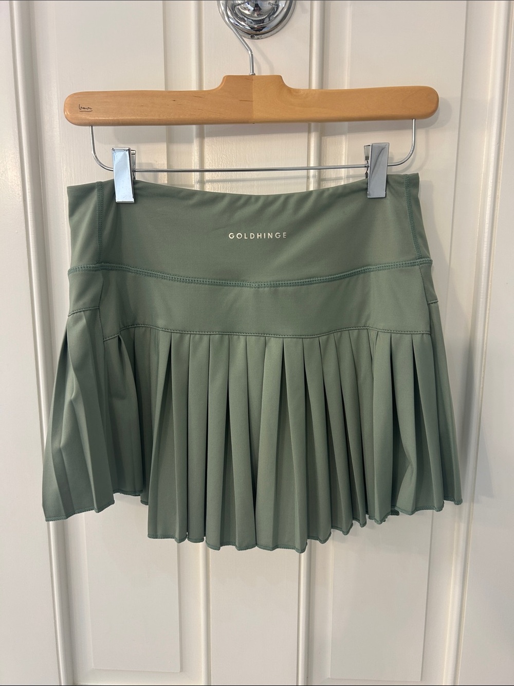 GoldHinge Women's Pleated Skater Skort - Sage Green